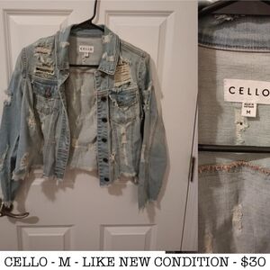 Cello Light Blue Ripped Denim Jacket
